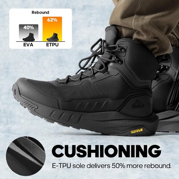 〽️Men\'s Black Nortiv 8 Tactical Hiking Lightweight Arch Support Work Boots main image 5
